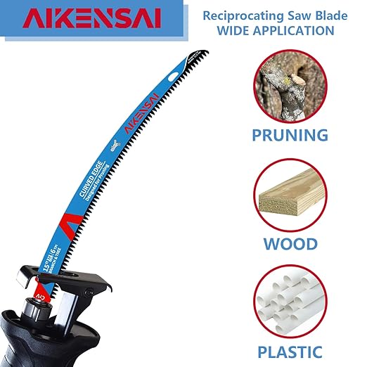 3-Picec 6TPI Pruning Reprocating Saw Blades 15 Inches Curved Edge, Wood Trimming Saw Blades for Tree with Japanese Teeth