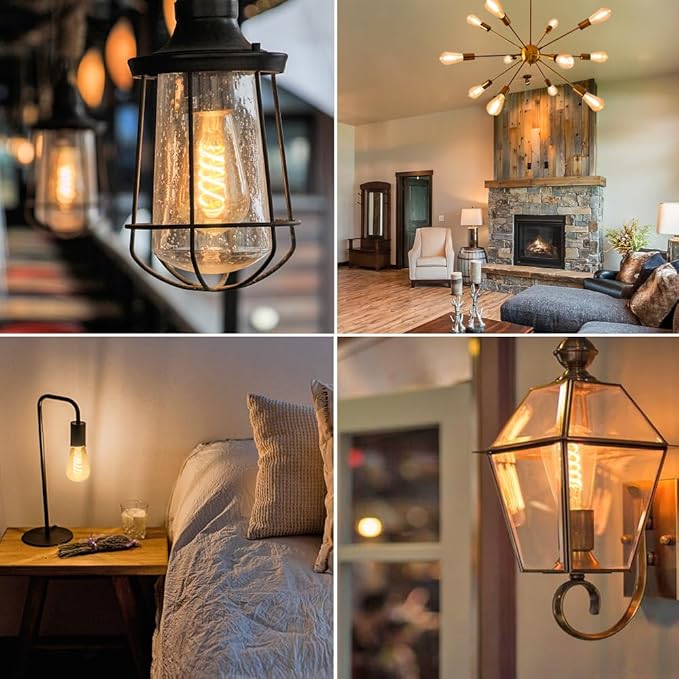 40W Dimmable LED Edison Bulbs, E26 Base Vintage Light Bulbs - Warm 2700K Filament Edison Light Bulbs for Chandeliers, Pendants & Lamps (6-Pack)