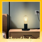 Tuanse 2 Pcs Polished Metal Desktop Lamp Base E26 E27 Screw Light Bulb Holder Sockets Night Light Base Lamp Replacement for Holding Bulb 6 Feet Cord on Off Switch Plug(Black)