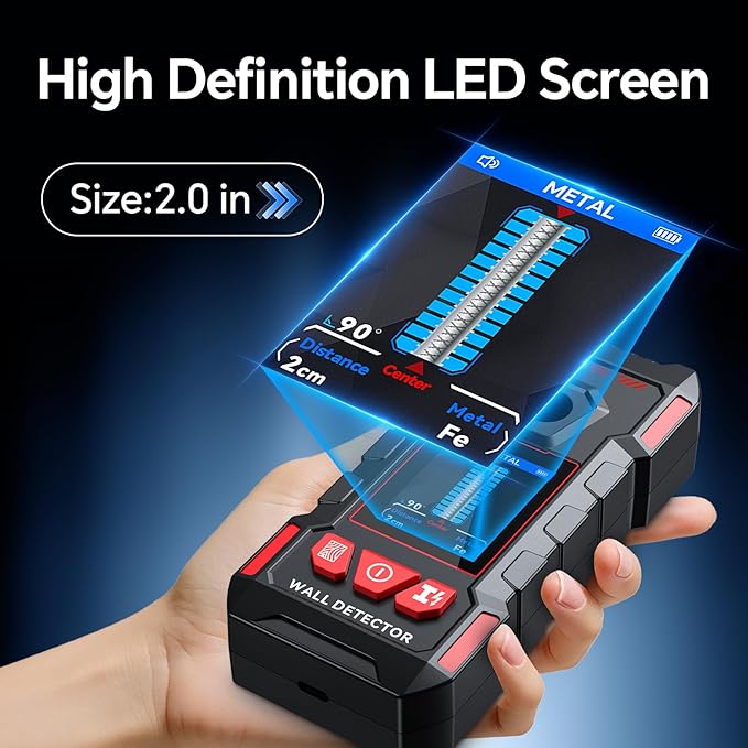 Stud Finder for Walls, Rechargeable Stud Finder Wall Scanner with Upgraded Intelligent Chip for Wood Metal Studs AC Wires Joists Pipes, Support HD LCD Display and Voice, Accurate Positioning