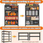 Garage Shelving, 2000LBS Garage Shelving Heavy Duty, Adjustable and Detachable Metal Storage Shelves with Fences, Easy Assembly, Shelves for Warehouse,Basement (35.4" W*15.7" D*72" H)