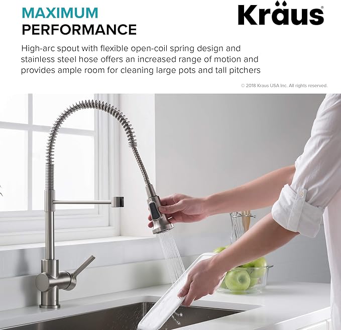 KRAUS Britt Commercial Style Pre-Rinse Kitchen Faucet with Deck Plate in Brushed Gold/Matte Black, KPF-1690BGMB
