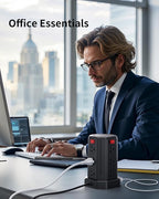 Power Strip Surge Protector, 6.5 Ft Extension Cord with 12 AC Multiple Outlets 4 USB (1 USB C), SMALLRT Power Tower Desktop Charging Station (Black, 6.5 Ft)