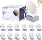 12 Pack 4 Inch Ultra-Thin LED Recessed Ceiling Light with Junction Box, 5CCT Dimmable 2700K/3000K/4000K/5000K/6000K, 9W 850lm Can Killer Downlight-ETL and Energy Star Certified