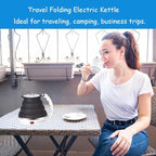 Ultrathin Upgraded Food Grade Silicone Travel Foldable Electric Kettle Boil Dry Protection Portable with Dual Voltage and Separable Power Cord,555ML 110-220V US Plug