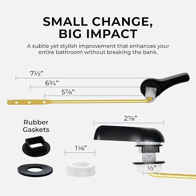 Qualihome Brushed Bronze Toilet Handle - Front Mount Bronze Toilet Flush Handle Lever Replacement - Universal Fit - Durable Design - Easy Installation - Ideal for Most Front Mount Toilets