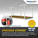 MonsterRax 4x8 Overhead Garage Storage Rack Frame Kit - Hanging Garage Ceiling Storage Rack System - (White, 24"-45")