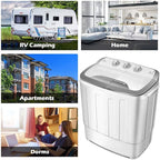 Waterjoy Portable Washing Machine, 13lbs Capacity Twin Tub Mini Washer and Dryer Combo for Apartments, Dorms, RVs, Grey and White