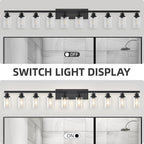 10 Light Bathroom Vanity Lights Over Mirror, 65.4inch Black Vanity Lights Fixtures Matte Black Modern Vanity Lights Black Bathroom Wall Lighting for Mirror Bedroom,Living Room