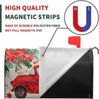 Christmas Red Truck Mailbox Covers Magnetic 25.5x21 Inches Large Size Winter Xmas Tree Mailbox Wraps Post Letter Box Cover Oversized for Outside Garden Yard Outdoor Decorations
