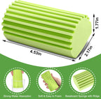 4-Pack Damp Clean Duster Sponge, Sponge Cleaning Brush, Duster for Cleaning Blinds, Glass, Baseboards, Vents, Railings, Mirrors, Window Track Grooves and Faucets Green Non-Scratch Sponges