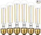 LiteHistory Dimmable E26 LED Bulb 4W Equal 40 Watt Warm White 2700K E26 Edison AC120V 400lm Tubular T9 T10 LED Light Bulb for Rustic Pendant,Chandeliers,Wall sconces 6Pack