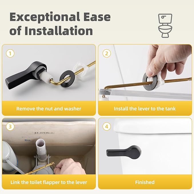 iFealClear 2 Pack Universal Metal Toilet Tank Flush Lever Replacement, Solid Brass Front Mount Handle Toilet Tank Trip Lever with 2 Pieces Stainless Steel Flapper Chains, Oil Rubbed Bronze