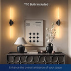 FLSNT Matte Black 2-Light Wall Sconce with Clear T30 Edison LED Bulbs, Dimmable E26 Standing Lamp, 2700K Soft White, 90 CRI, 350LM, Aluminum Alloy Wall Lamp for Living Room, Bedroom, Office