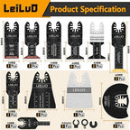 LEILUO 116 Pcs Multitool Blade Kits Cutting and Sandpaper Oscillating Tool Accessories Universal Oscillating Saw Blades with Storage Bag Compatible with DeWalt Makita Dremel and More