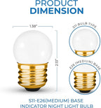 S11 Indicator Incandescent Ceramic White Night Bulb with E26 Base, 7.5W White Light with 40 Lumen Brightness, Perfect for Home Decor, Pack of 20