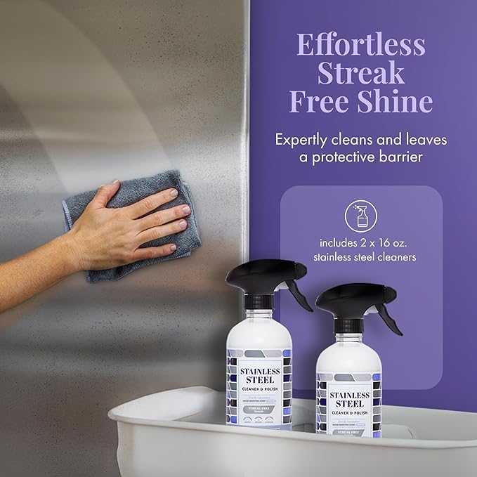 Therapy Stainless Steel Cleaner and Polish 100% USDA Biobased, Fingerprint and Residue Remover, Lavender Essential Oil Scent, Sink Cleaner, Grill Spray
