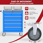 5-Drawers Rolling Tool Box with Wheel,Tool Chest with Wheels, Rolling Tool Box with Locking System, Tool Box with Organizer for Garage, Warehouse, Workshop (Blue, 5 Drawers)