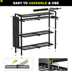 Large Power Tool Organizer Cart with Charging Station 8 Drill Holder Garage Storage Standing Heavy Duty and Stability Storage Rack Utility Tool Shelf (Black)