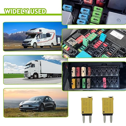 20A DC 12V-32V Manual Reset Circuit Breaker ATM Low Profile T1 Mini Blade Fuses Breakers for Car Trucks Marine Boat RV Solar and More,2 Pack