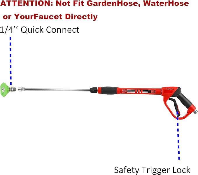 Tool Daily Deluxe Pressure Washer Gun, with Replacement Wand Extension, 5 Nozzle Tips, M22 Fitting, 40 Inch, 5000 PSI