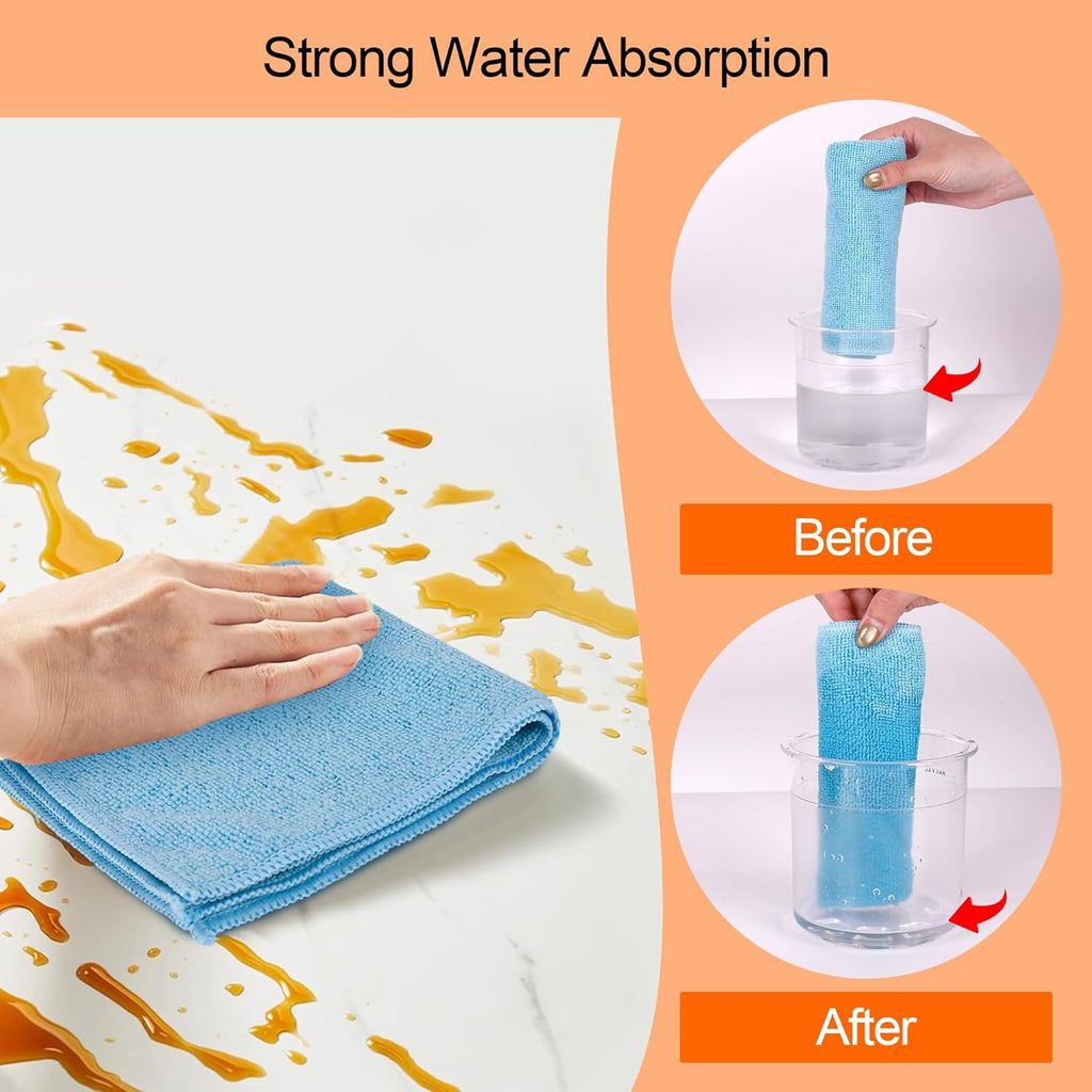 Non Scratch Wire Dishcloth Dishwashing Rag Set 20PCS - Home Essentials Microfiber Cleaning Cloth Absorbent Cleaning Rags, Reusable Soft Kitchen Towels,Multipurpose Metal Dish Cloth