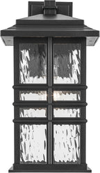 KICHLER Beacon Square 17.25" 1-Light Outdoor Wall Light with Clear Hammered Glass in Textured Black, for Exterior Doors, Garage, Porch, or Patio (17.25" x 9.5"), 49831BKT