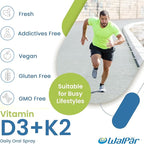 Vitamin D3 and K2 Oral Spray (60 Doses) - 75mcg, 3000 IU Multivitamin Spray- Muskmelon Flavor - Easy Absorption Oral Vitamin D Liquid Supplement - Bone Health Support and Immune Spray for Adults