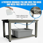 Washer and Dryer Pedestals - 29" W, 16" H, Gray Steel Universal Fit with Major Brands, Leak-Proof Laundry Pedestal with Drain Pan & Hose, Washer and Dryer Stand for Back Pain Relief, 800 lbs Capacity