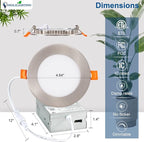 DLLT LED Recessed Ceiling Light: 24 Pack 4 Inch Brushed Nickel Recessed Lighting