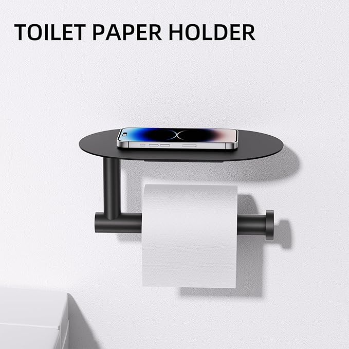 TURS Matte Black 5 Piece Bathroom Hardware Set, SUS304 Stainless Steel Bath Towel Bar Set, Bathroom Towel Rack Set Wall Mounted