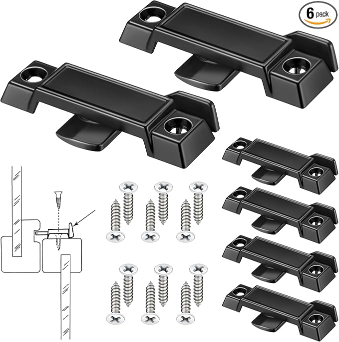 Saillong Replacement Sash Lock Compatible with Prime-line F 2590 for Vertical & Horizontal Sliding Windows, 2-1/4” Mounting Hole Centers, Broken Sash Locks for Additional Home Security(Black,6 Pack)