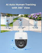 【360°View】 Hiseeu 12MP NVR 12 Pcs PoE PTZ Cameras, 350°Pan 90° Tilt，Auto Human Tracking, Human Vehicle Detect, 2 Way Audio, 7/24 Record&Playback，4TB HDD for Home Surveillance Outdoor Indoor