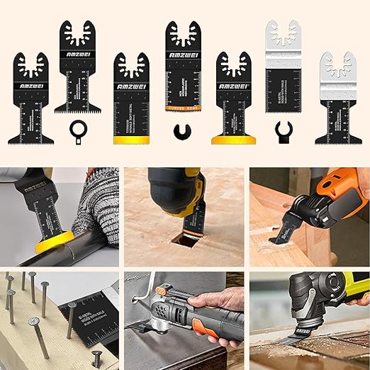 28PCS Oscillating Saw Blades, Professional Universal Titanium Multitool Blades for Wood Metal, Quick Release Multi Tool Blades Kits Compatible with Dewalt Ryobi Milwaukee Rockwell Fein