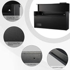 xydled Mailbox Wall Mount Door Mailboxes for Outside, Large Steel Hanging Metal Mailbox, Modern Post Box Package Parcel Drop Box for House Home, Textured Black, 14.56''x7.1''x4''