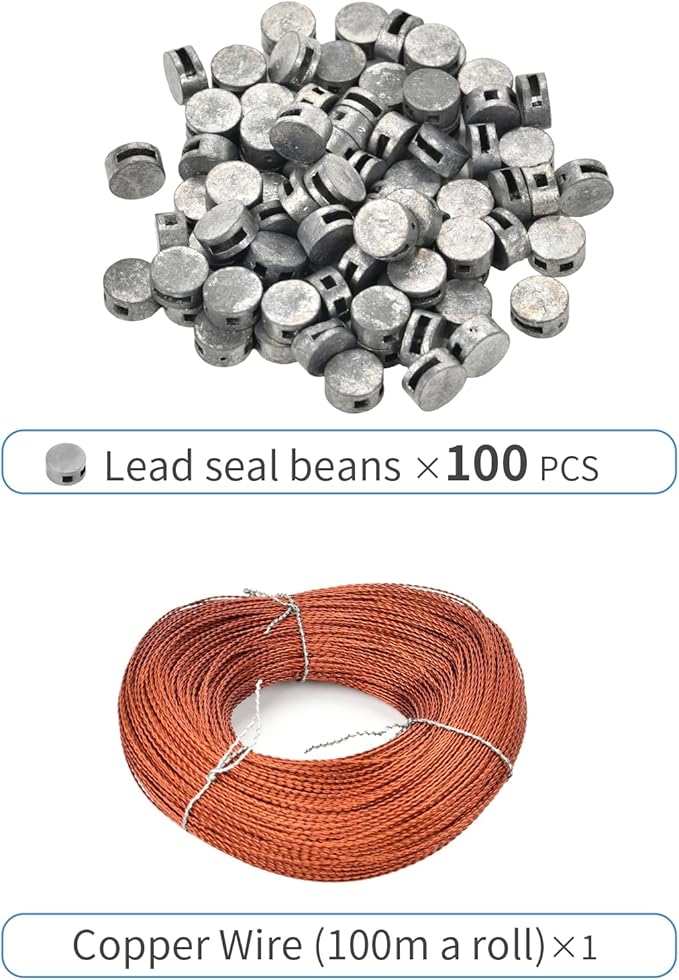 100PCS 10x6mm Round Lead Seals Security Meter Seals with Copper Wires (100m)