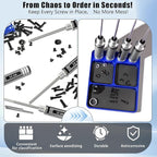 Magnet Tool Tray Aluminum Alloy Screw Tray with Tool Holder RC Parts Fixing for 1/10 RC Cars, Drones, Phone, Computer, Eyeglass, Electronic Multi-Compartment Anti-Loss Organizer Storage Box(Blue)