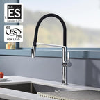 SUMERAIN Single Handle Pull-Down Kitchen Sink Faucet in Chrome Finish, Deck Mounted Lead-Free Kitchen Faucet with Dual Spray Mode