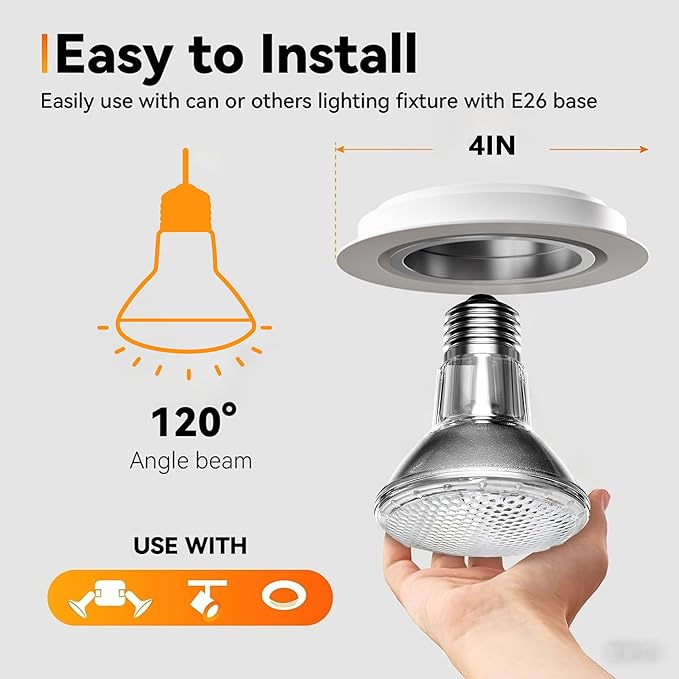 Par20 Halogen Flood Light Bulb, 39W 120V PAR20 Light Bulb, Dimmable, E26 Base, 2700K Warm White, 3000 Hours for Indoor Range Hood, Track Oven, Ceiling Can Lamp（2Pack）