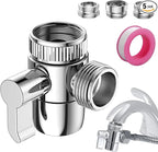 Faucet Diverter Valve with Aerator, 3-Way Diverter Valve for Hand Held Shower, Sink Faucet Splitter for Kitchen and Bathroom, with 55/64'', 15/16'', G1/2” Adapters