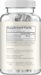 Pure CoQ10 200mg 200 Capsules - Quick Absorption Non-GMO