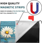 Spring Daisy Rustic Blue Wood Board Mailbox Covers Magnetic Standard Size 21x18 Inch Vintage Floral Summer Waterproof Mail Box Wraps Post Letter Box Covers Garden Yard Outdoor Decor