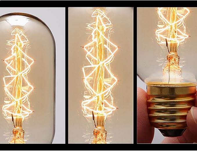 DORESshop T45 Vintage Edison Light Bulb, Antique Tubular Style Incandescent Bulb, Warm White, Amber Glass, 110-130 Volts, E26 Medium Base Lamp for Home Light Fixtures Decorative, 12 Pack