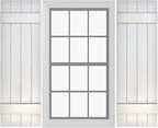 Board & Batten Vinyl Shutters (1 Pair) | 14.5"x31" (4-Board) - Dover White/Paintable | Exterior Window Shutters | Includes Mounting Hardware | Simple Installation | Made in USA