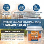 1 Gallon RV Roof Coating White with Brush, Towel, Solar Reflective Sealant for Easy Insulation & Leak Repair, Liquid Flexible Rubber Camper RV Roof Sealant for Metal Building, Trailer, Motorhome