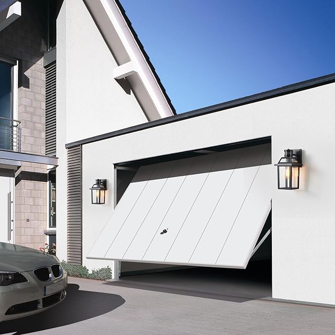 Motion Sensor Outdoor Wall Lights, Porch Light Outdoor 3 Lighting Modes, Dusk to Dawn Exterior Light Fixture, Waterproof, Outside Lights for House Front Door Patio Garage 1 Pack (Black)