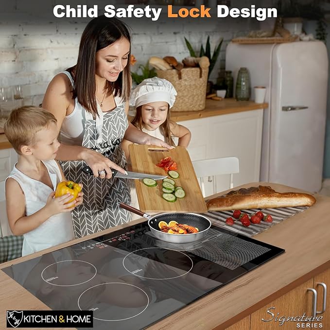 K&H SIGNATURE SERIES 5 Burner 31.5 Inch Built-in Induction Electric Stove Top Ceramic Cooktop Touch Control 240V 9200W IN30-9200FLX