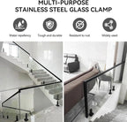 T316 Stainless Steel Glass Railing Clamp,Heavy Duty Glass Railing Spigot,Railing Post Clamp (1, Black)