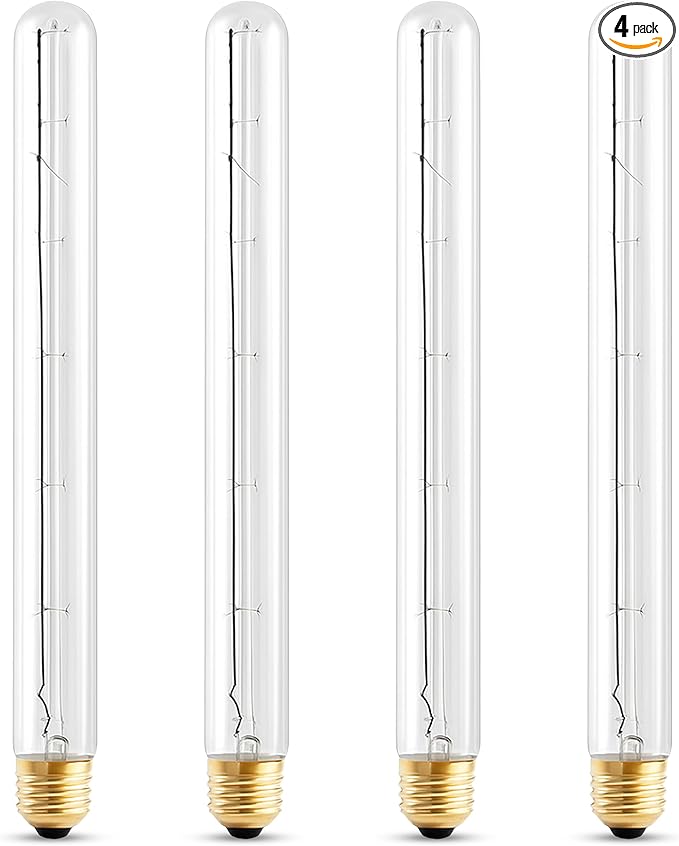 OHLECTRIC 40W T8 Clear Light Bulb (4 Pack) E26 Base, 120V, 2700K Warm White, Fully Dimmable, 190 Lumens, 2000 Hours - 11" Long