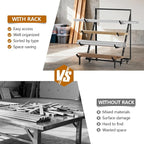 4 Tier Pipe And Lumber Storage Rack - Heavy Duty Pipe Rack With 4IN Swivel Casters And Adjustable Support Bar Weight Capacity Up To 1200LBS, Plywood Storage Shelf For Garage, Workshop And Warehouse